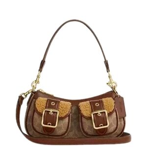 Coach Ashton Signature Canvas Shearling Buckle Bag Crossbody NWT